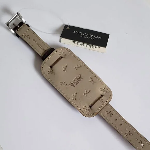 Italy MARIELA BURANI Cross Modernist Watch Silver Black Leather Strap Cruz - Picture 2 of 8